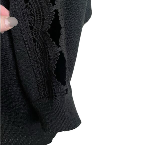 Cato Women Tunic Sweater 22/24 Black Crochet Lace Cut Out Sleeve Whimsigoth Boho - Picture 9 of 15
